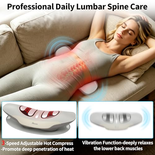 Diesisa Electric Lumbar Traction Device: Adjustable Lumbar Massager with Dynamic Traction - Left-Right Swing - Vibration & Thermal Compress - Timing- Rechargeable Back Traction Device -Home/Office Use