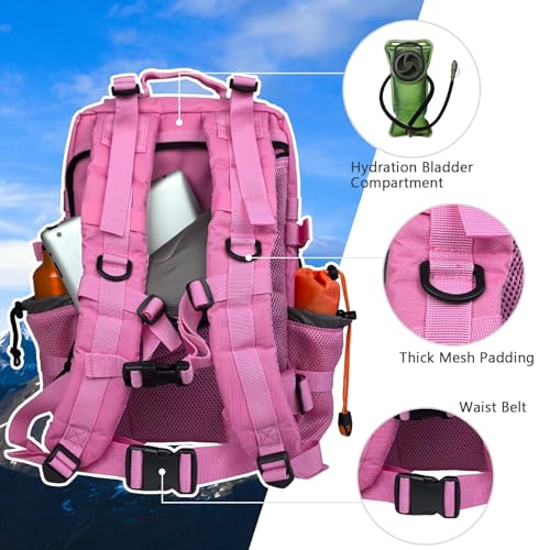 Hannibal Tactical 30L MOLLE Assault Pack, Tactical Backpack Military Army Camping Rucksack with Bottle Holder, 3-Day Pack, Pink - color: Pink, size: 30L