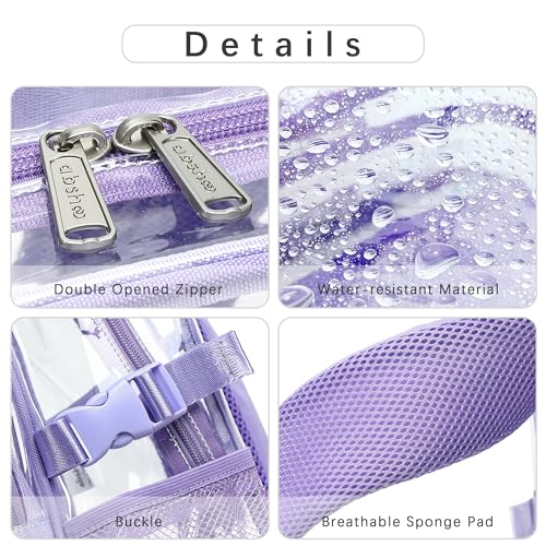 abshoo Large Heavy Duty Girls Clear Backpack for School Bookbag Transparent Multi Pocket Backpacks for Women (Purple) - color: Purple