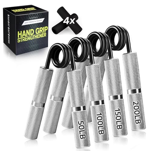 Hand Gripper Strengthener Set 50LB-300LB, Grip Strength Trainer (1/2/4/6 Pack) Forearm Strengthener for Muscle Building, Hand Sensitivity Training, Hand Rehabilitation Exercising - color: 4pcs(50lb+100lb+150lb+200lb)