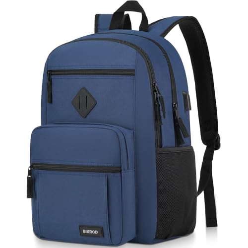 BIKROD Backpack for Boys Men, School Backpack for Teens Girls, Lightweight Casual High School Bookbag, Daily-use Travel Laptop Backpack Fits 15.6 Inch Notebook - color: Blue, size: 15.6 Inches | 18 inches (height) x 12 inches (width) x 8 inches (depth)