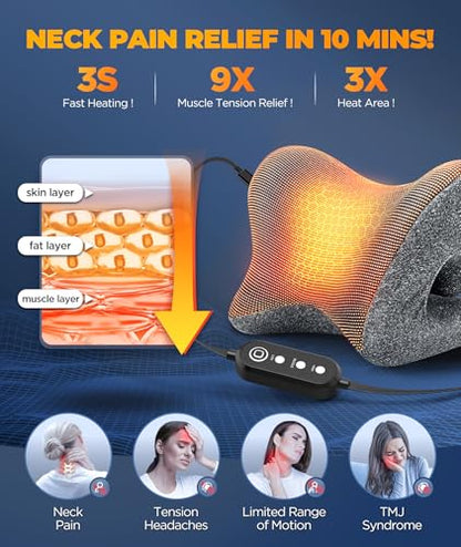 Graphene Magnetic Neck Stretcher for Deeper Pain Relief, Instant Heating Pad Cervical Traction Device Pillow, Neck Cloud for TMJ Tension Muscle Migraine, Christmas Gifts for Women, Mom, Men(Gray) - color: Gray