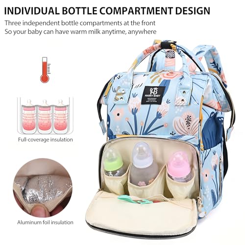 Baby Diaper Backpack Large Diaper Bag for Moms Dads with Insulated Pockets,Waterproof Multi Function Travel Diaper Bag Backpack for Boys, Girls (Cloud Blue) - color: Cloud Blue