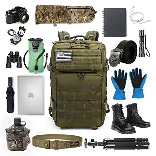 Lovelinks21 Hiking Assault Backpack Waterproof Motorcycle Backpack Bug Out Pack Rucksack for Outdoor Hiking - color: Green-2