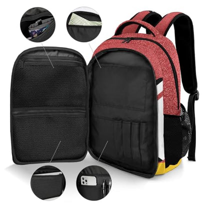 Red Gold Volleyball Print Shoulder Backpack Bag for Sports Camping Hiking Travelling - color: Muilti 17