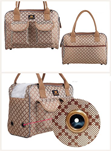 Hubulk Dog Carrier Bag Pet Tote Bag Doggie Handbag Cat Purse Puppy Pouch, Free Collapsible Dog Bowl Included (M Khaki) - size: M (Up to 6KG)