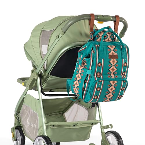 Wrangler Aztec Backpack Organized Daypack Travel Baby Bag with Stroller Strap and Side Bottle Pockets WG2204-9110GN - color: Angel Green