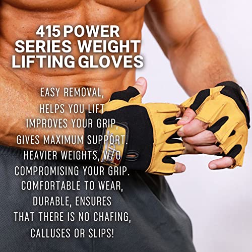 Schiek Sport Model 415 Power Lifting Fingerless Glove - Long Lasting Weight Lifting Grip Gloves - size: Large