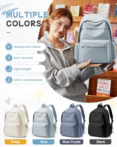BJLFS Light Blue Backpack for School Women Girls, Waterproof Bookbag Cute High School Backpacks for Men Teen Boys, Lightweight Travel College Backpack Mochilas Escolares para Casual Daypack Rucksack - color: Light Blue