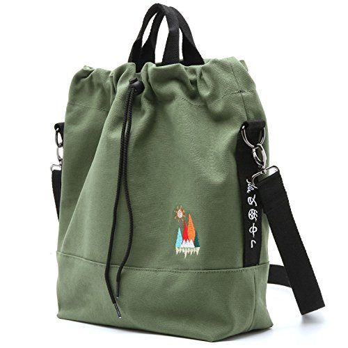 Togood Canvas Crossbody Bag for Women Tote Bags Casual Shoulder Hobo Purse with Embroidery,Vintage Boho Work Travel Everyday - color: Green