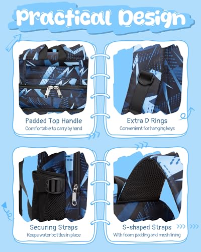 BLUEFAIRY Kids School Backpack for Boys Girls Ages 6-8 8-10 10-12 Elementary Middle School Book Bags with Laptop Compartment Mochilas Escolares para Niños Niñas de 8 10 12 Años (Blue, Geometric) - color: Blue