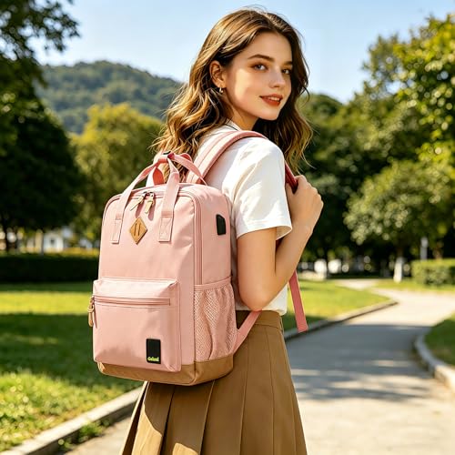 Goloni Small Carry On Travel Backpack with USB Charging Port, Lightweight Water Resistant Mini Carry-on Backpack for Men Women, Compact Personal Everyday Backpack,Pink - color: Pink