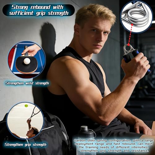Hand Grip Strengthener Set, Carbon steel wire+thickened foam Hand Exerciser for Wrist Forearm and Finger Strength Training, 2 Pack - color: Blue