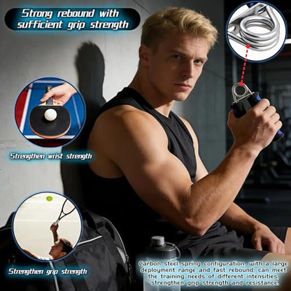 Hand Grip Strengthener Set, Carbon steel wire+thickened foam Hand Exerciser for Wrist Forearm and Finger Strength Training, 2 Pack - color: Blue