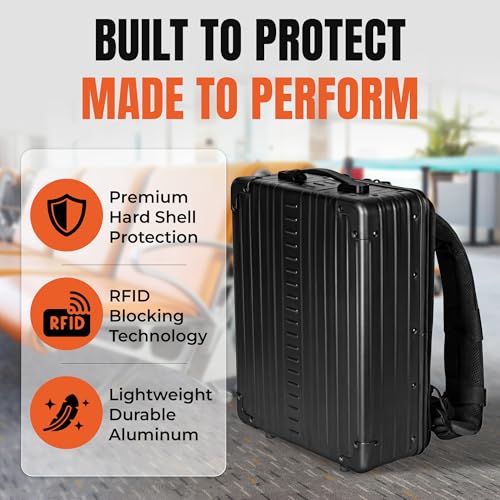 Aleon Case Hard Shell Backpack for Men & Women, 16 Inch Lightweight Business Travel Backpack w/RFID Blocking, Fits 13 Inch Laptop, Hybrid Tech Backpack for Executive, Gaming, Photography Gear, Black - color: Black