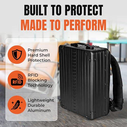 Aleon Case Hard Shell Backpack for Men & Women, 16 Inch Lightweight Business Travel Backpack w/RFID Blocking, Fits 13 Inch Laptop, Hybrid Tech Backpack for Executive, Gaming, Photography Gear, Black - color: Black