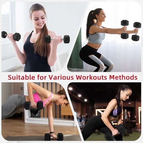 BalanceFrom Rubber Encased Exercise & Fitness Hex Dumbbell, Hand Weights with Anti-Slip Metal Handle for Home Gym, Multiple Sizes - style: 50LBS Pair
