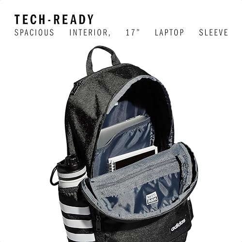 3-Stripe Classic backpack for men and women, bag with laptop sleeve - color: Black/White/4.0