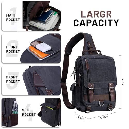 mygreen Canvas Cross Body Messenger Bag Shoulder Sling Backpack Travel Rucksack - color: Green, size: Large