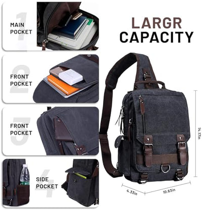 mygreen Canvas Cross Body Messenger Bag Shoulder Sling Backpack Travel Rucksack - color: Green, size: Large