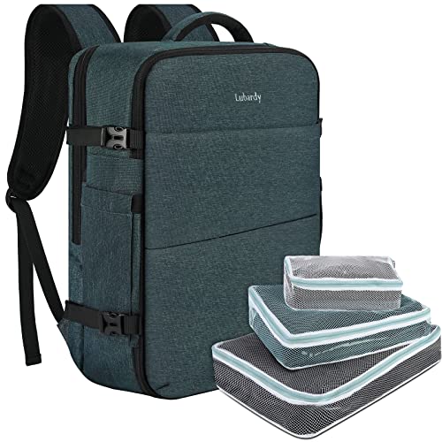 Lubardy Travel Backpack for Men Women 17 Inch Flight Approved Carry on Backpack Waterproof Large 40L Luggage Daypack Business College Weekender Overnight Laptop Backpack with 3 Packing Cubes, Blue - color: Blue(backpack With 3 Packing Cubes)