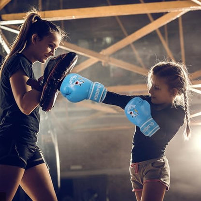 Kids Boxing Gloves, Youth Boxing Training Gloves for Kids 3-9 Year Boys and Girls, 4&6OZ Fighting Gloves, Punching Bag Kickboxing Thai Mitts MMA Training Sparring Gloves - color: Blue, size: 4OZ