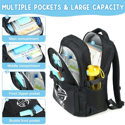 Bluboon Kids Backpack Boys Camo Bookbag Teens Elementary School Bag Daypack Travel Back Pack Middle school (Black-900) - color: Black-900