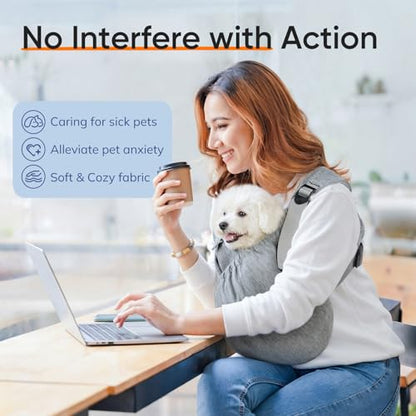 Supet Dog Sling Carrier, Hands Free Adjustable Puppy Pouch Carrier, Soft Wearable Pet Front Bag for Dachshund & Teacup Dogs, Anti-Anxiety Chest Carrier with Back Pain Relief (Grey, Regular) - color: Grey, size: Regular ( 4 - 14Lbs )