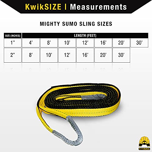 KwikSafety - Charlotte, NC - Mighty Sumo 2”x 30’ Poly Web Sling Lifting Strap Construction ASME OSHA / 6400lbs Vertical 5100lbs Choker 12800lbs Basket/Rigging Moving Towing Hoisting Gear - color: FLAT, size: 2"X30' | 6400 lbs