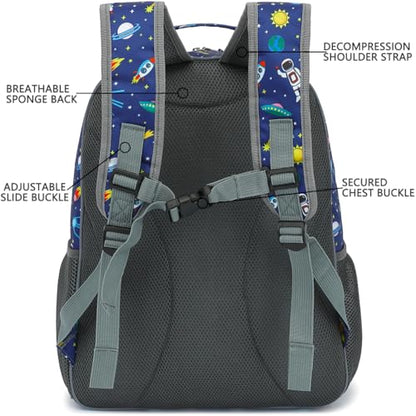 FlowFly Kids Backpack for Toddler Boys Girls, Simple Lightweight Bookbag for Daycare Kindergarten Elementary School Travel, Small Modern Bag (Large, Astronaut) - color: Astronaut, style: Kids Large: 17l