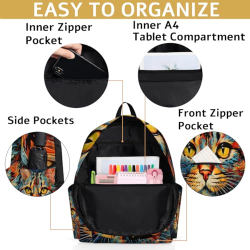 QsirBC Cat Adorable Style Small Travel Backpack Casual Daypack Backpacks Lightweight Waterproof College Bookbags for Women Gift - color: Cat Adorable Style