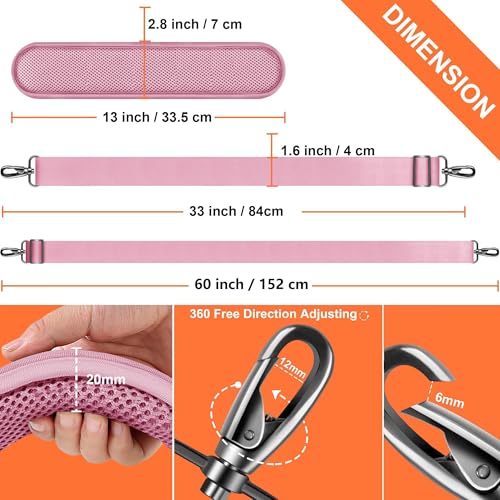 60" Shoulder Strap with Adjustable Thick Removable Pad and Metal Swivel Hooks Fit Laptop Crossbody Bag,Briefcase Duffel Bags - color: Pink