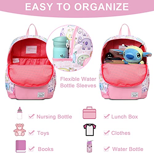VASCHY Kids backpacks, Cute Lightweight Water Resistant Preschool Backpack for Boys and Girls Chest Strap | Cute - color: Elephants Pink, size: Small (4-6 Yrs) - 15'' H