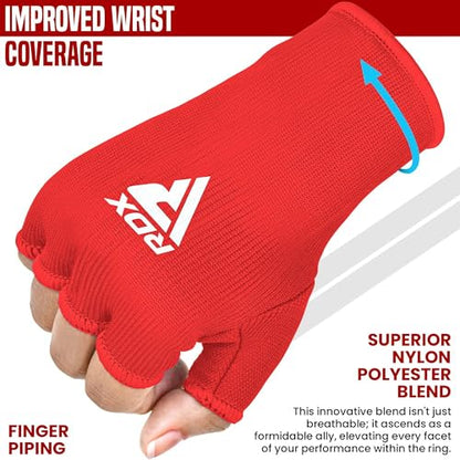 RDX Boxing Hand Wraps Inner Gloves Men Women, Half Finger Elasticated Bandages, Under Mitts Fist Protection, Muay Thai, Kickboxing, MMA, Martial Arts Speed Bag Punching Training - color: Red White, size: Large