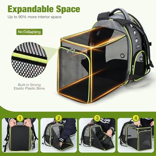 Lekereise Cat Bubble Backpack Carrier - Expandable Large Space Cat Backpack for Kitty Small Dog up to 18lbs, Transparent Pet Carrier for Travel, Hiking Gray - color: Gray
