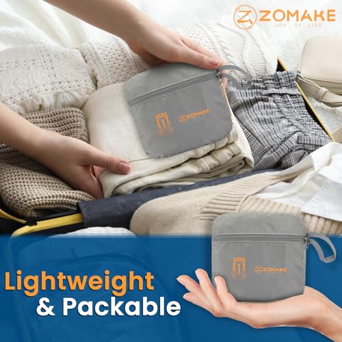ZOMAKE Ultra Lightweight Packable Backpack 25L, Foldable Hiking Backpacks Water Resistant Small Folding Daypack for Travel(Silver Grey with Orange Zipper) - color: Silver Grey With Orange Zipper