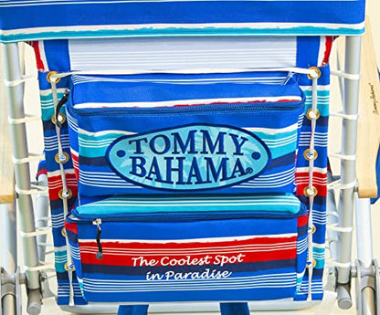 Tommy Bahama Hi-Boy 17" Seat Height 4-Position Lace-Up Suspension Folding Beach Backpack Chair - color: Red and Blue Stripe, style: 1-Pack