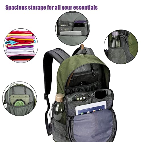 G4Free 35L Hiking Backpack Water Resistant Outdoor Sports Travel Daypack Lightweight with Rain Cover for Women Men (Army Green) - color: Army Green