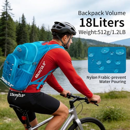 KABAQOO Hydration Backpack, 18L Multipurpose Hiking Backpack with 3L Water Bladder, Water Backpack Insulated Hydration Pack Ideal for Hiking and Cycling - color: Blue