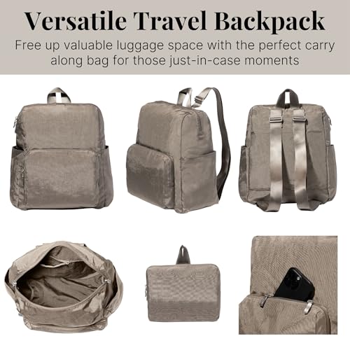 Baggallini Women's Carryall Packable Backpack, Sterling Shimmer - color: Sterling Shimmer