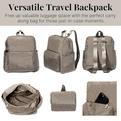 Baggallini Women's Carryall Packable Backpack, Sterling Shimmer - color: Sterling Shimmer