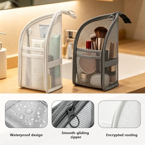 2 Pack Standing Toiletry Bag, Portable Lightweight Travel Toiletry Bag, Leakproof Travel Organizer Pouch for Bathroom, Gym, Business Trip,Family Travel