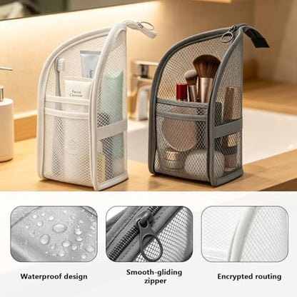 2 Pack Standing Toiletry Bag, Portable Lightweight Travel Toiletry Bag, Leakproof Travel Organizer Pouch for Bathroom, Gym, Business Trip,Family Travel