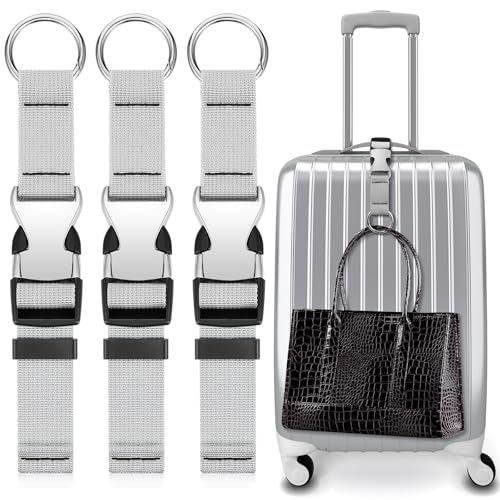 Amylove 3 Pcs Add a Bag Luggage Straps Gripper Heavy Duty Jacket Valises Strap for Travel Belt with Buckle Adjustable Baggage - color: Grey