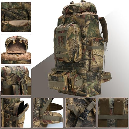 100L Camping Hiking Backpack,Molle military Tactical rucksack backpack,Waterproof Lightweight Hiking Backpack (Maple Leaf) - color: Maple Leaf
