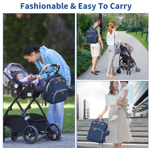 Baby Diaper Bags with Changing Station, Multifunctional Diaper Bag Backpack for Moms Dads with USB Charging Port, Waterproof Travel Diaper, Baby Shower Gifts for Baby Boy & Girls（Blue） - color: Blue