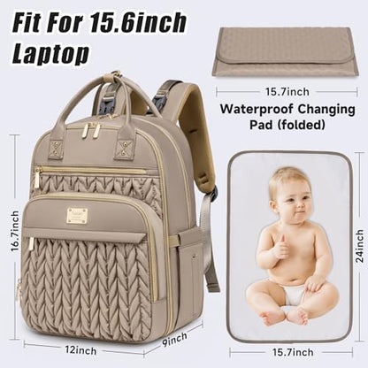 Tealari Diaper Bag Backpack,Stylish Baby Diaper Bag,Waterproof Travel Diaper Backpacks Baby Bags with Changing Pad,Stroller Straps,Insulated Pockets (Khaki) - color: Khaki