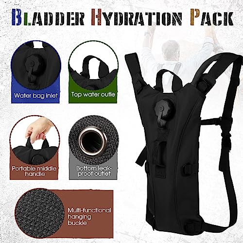 Sanwuta 2 Pcs Hydration Backpack with 3 Liter Water Bladder Tactical Lightweight 17.72 x 7.87 Inch Hydration Pack Backpack Water Backpack Hydration Bag Water Bag for Hiking Running - color: Black