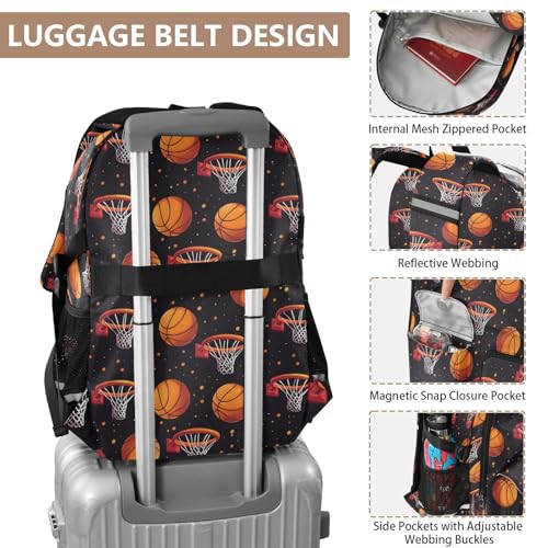 Bolaz Basketball Hoop Travel Backpack 14 Inch Laptop Computer Bag Sturdy School Bag College Bookbag