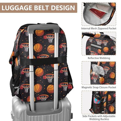 Bolaz Basketball Hoop Travel Backpack 14 Inch Laptop Computer Bag Sturdy School Bag College Bookbag